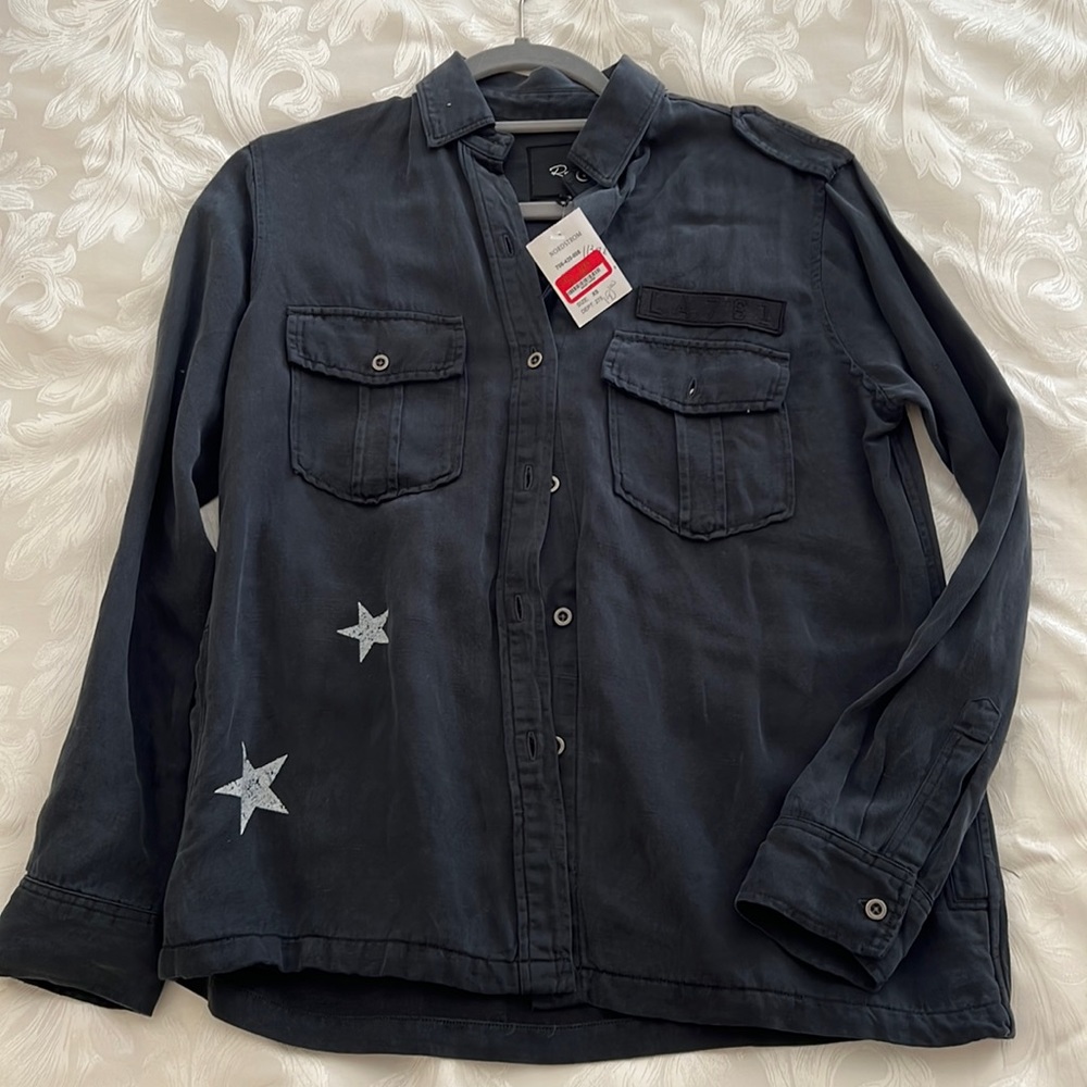 Rails NWT heavy chambray jacket/shirt, slit pockets. Washed black/charcoal.
